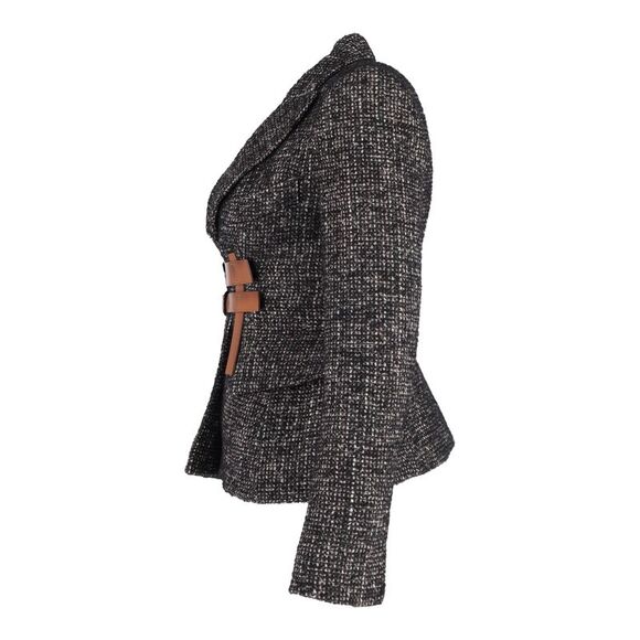 Tom Ford Couture Tweed Jacket with Leather Trim in Grey Wool - Picture 2 of 3